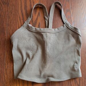 Free People FP Movement Ribbed Taupe Crop Top Racerback Yoga Active